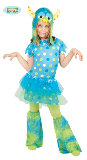 Blauw monster meisje kostuum