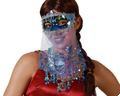 Blauw venetiaans masker met voile