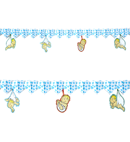 Blauwe Hartjes Baby Shower Versiering met Babyfiguren