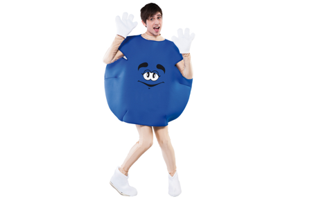 Blauwe snoep verkleed pak