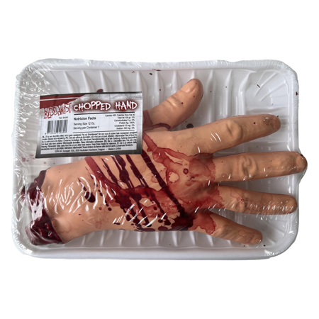 Bloederige afgehakte hand
