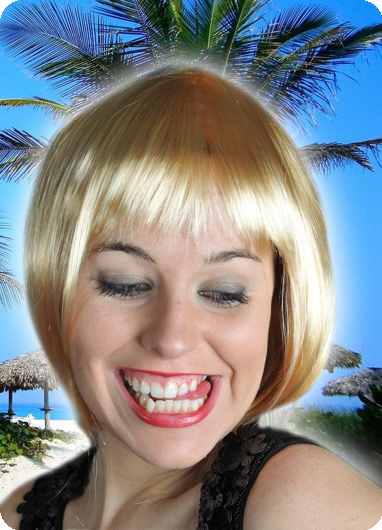 Blonde short bob wig with bangs and a square shape, Sophia