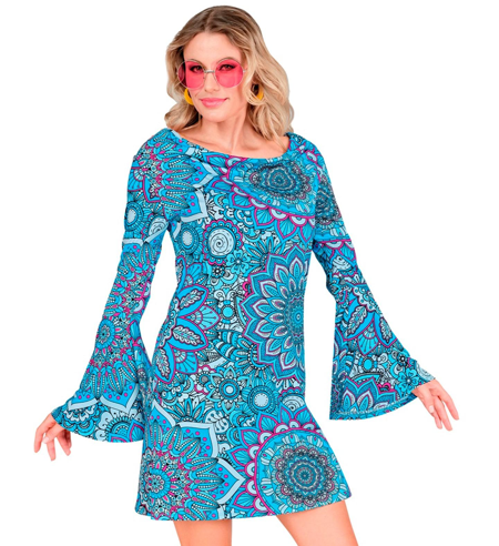 Blue 1960s mandala dress