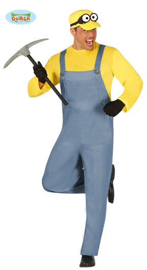 Blue dungarees with yellow shirt