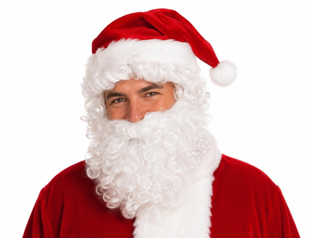 Bonnet de noël avec perruque, barbe, sourcils