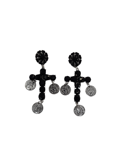 Boucles d'oreilles croix gothique noires