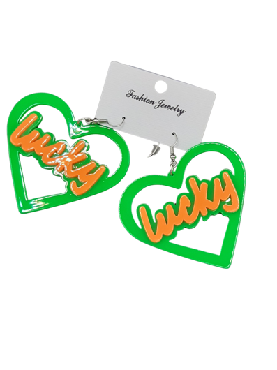 Boucles d'oreilles cœurs verts LUCKY