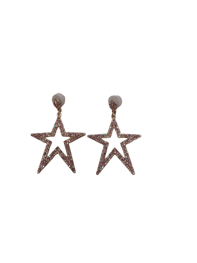 Boucles d'oreilles disco de luxe étoiles roses