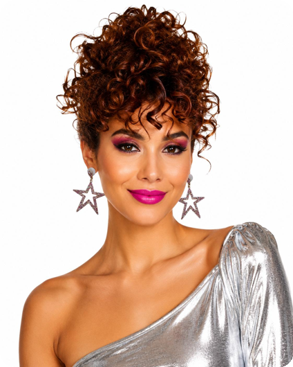 Boucles d'oreilles disco de luxe étoiles roses