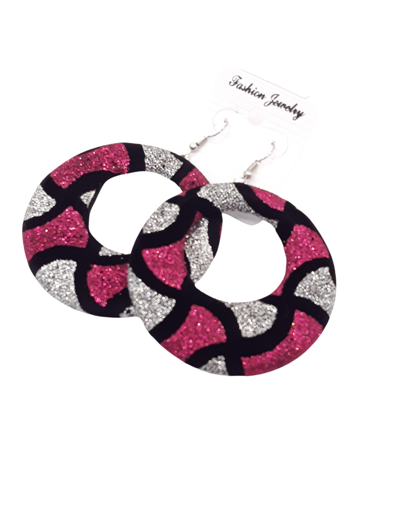 Boucles d'oreilles Disco Glitter Fuchsia