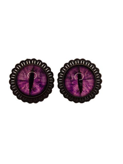 Boucles d'oreilles Halloween œil de chat violet