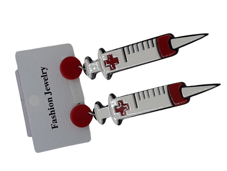 boucles d'oreilles infirmière seringue
