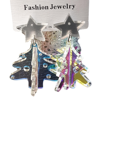 Boucles d'oreilles sapin de Noël transparentes