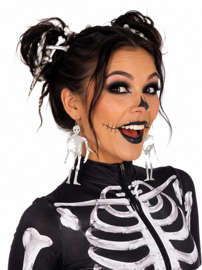 Boucles d'oreilles squelette pour Halloween