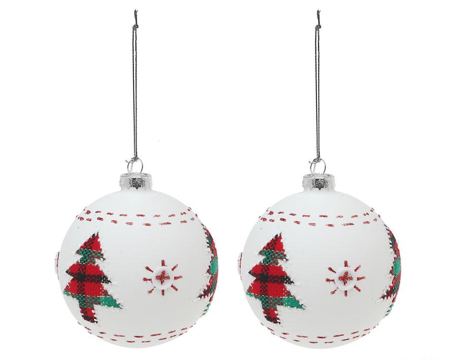 Boule de Noël blanche avec arbre