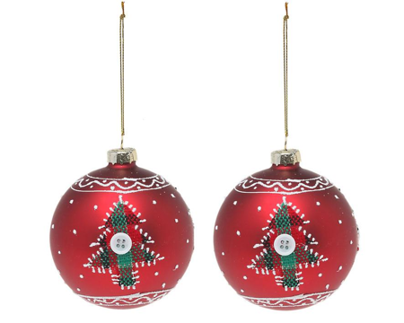 boule de Noël rouge avec arbre