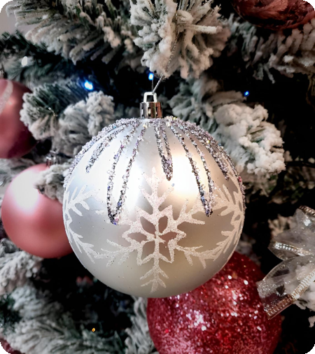 Boules de Noël argentées scintillantes de luxe, 4 pièces