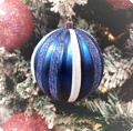 Boules de Noël Luxe pailletées bleu/turquoise/argent 6 pièces
