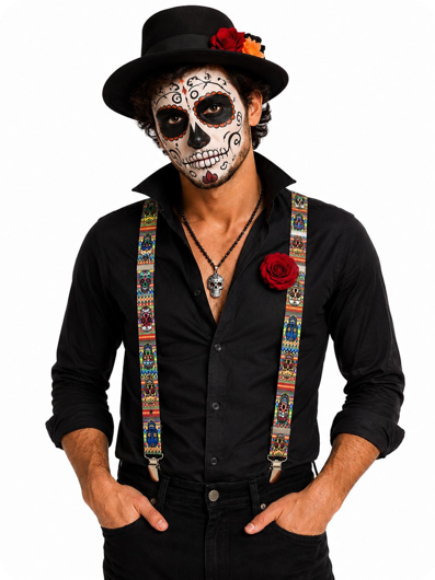 Bretelles avec têtes de mort colorées