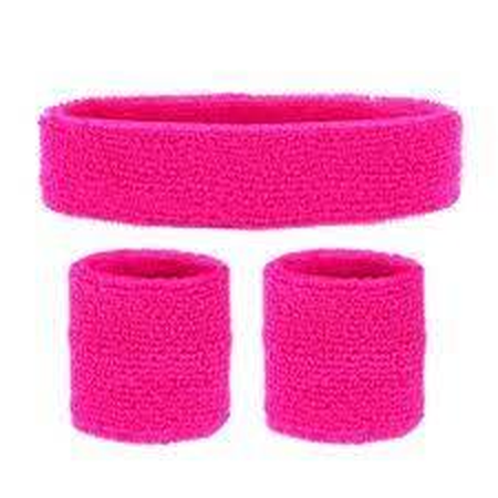 Bright Pink Wristbands and Headband Set
