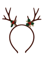Bruine kerst diadeem met gewei en hulst