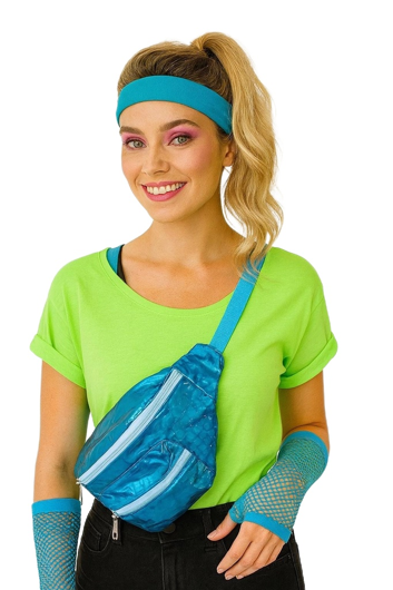 Bum bag disco sparkle neon blue