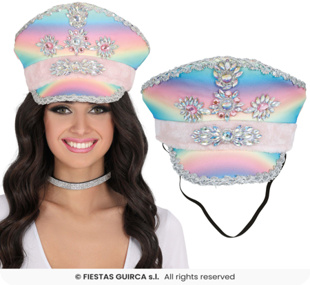 Casquette arc-en-ciel pastel avec paillettes