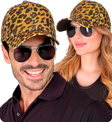 Casquette à paillettes imprimé léopard