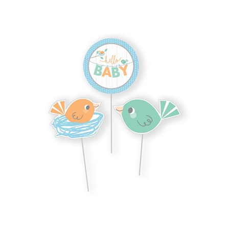Centerpiece Sticks Bonjour bébé garçon (3pcs)