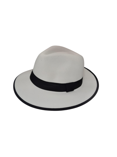 Chapeau de mafia blanc de luxe avec ruban noir