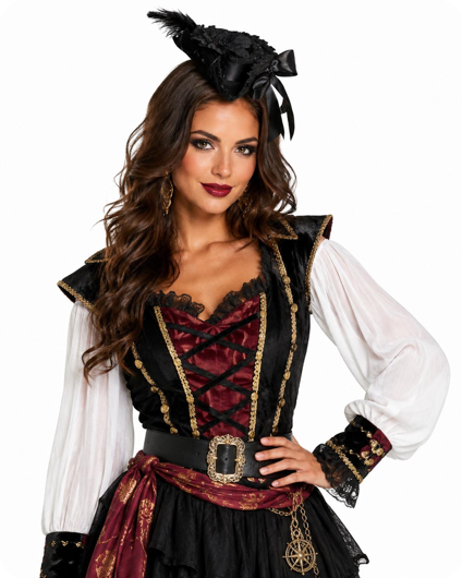 chapeau de pirate noir avec plume
