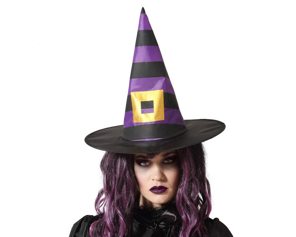 chapeau de sorcière d’Halloween avec rayures violettes