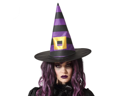 chapeau de sorcière d’Halloween avec rayures violettes