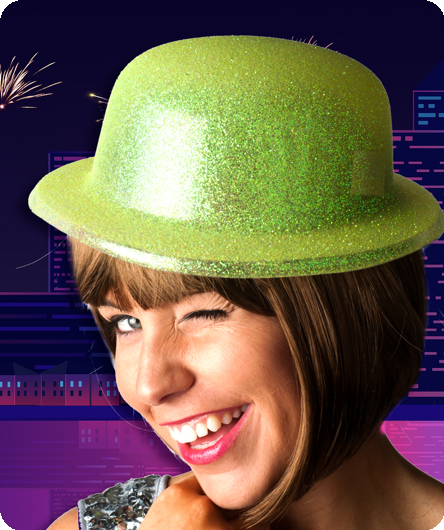 Chapeau melon jaune pailleté