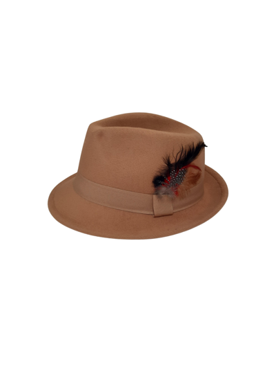 Chapeau tyrolien de luxe avec plume beige