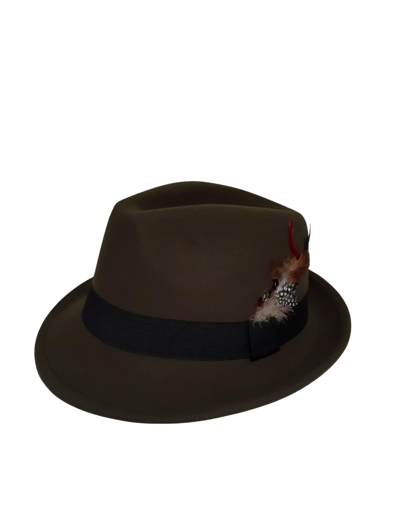 Chapeau tyrolien de luxe vert foncé avec plume
