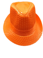 Chapeau à paillettes maffia disco orange vif