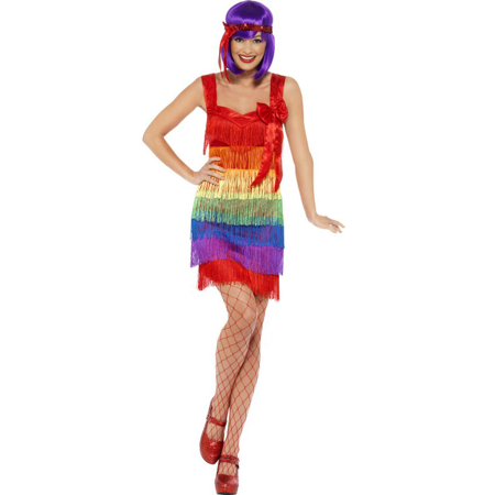 Charleston dress with fringes in rainbow colors