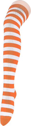 Chaussettes rayées blanc/orange fluo