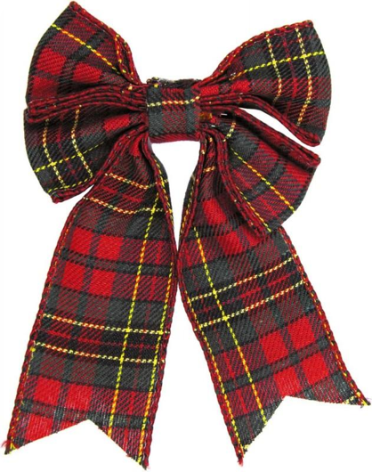 Checkered Christmas Bow Red with Golden Accents