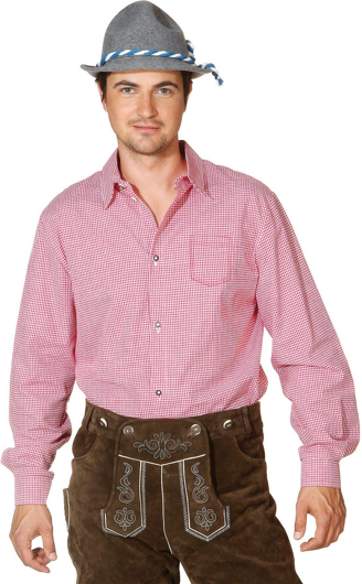 Chemise tyrolienne à carreaux rouges et blancs
