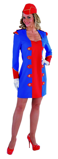 Chique Stewardess Jurkje - Deluxe Blauw/Rood Ontwerp