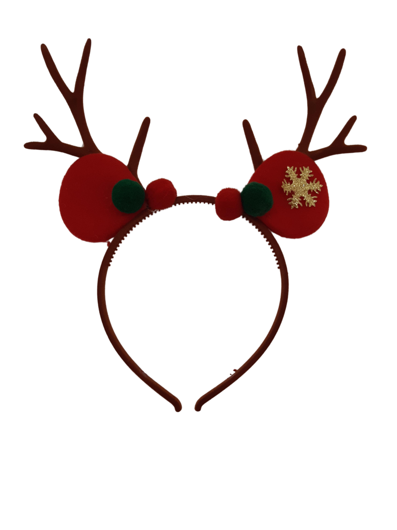 Christmas headband brown with antlers and pom pom
