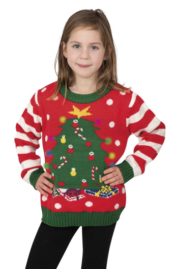 Christmas sweater Christmas tree for kids with light and music