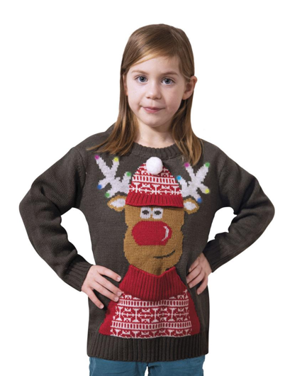 Christmas sweater reindeer with lights and music for kids