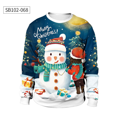 Christmas sweater with hood snowman