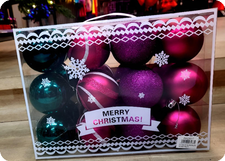 Classic kerstballen box fuchsia/groen/paars 24 stuks