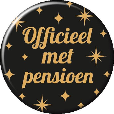 Classy party button  officieel met pensioen
