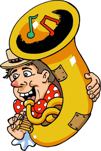 clown met trombone 45 x 78 cm plastic deco