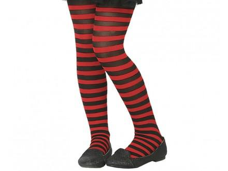Collants de sorcière rayés noir et rouge pour enfants